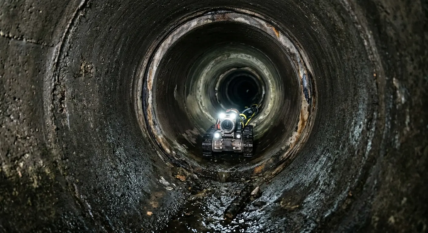 Robotic sewer camera inspecting pipe interior for Sewer Line Repair in Ambler